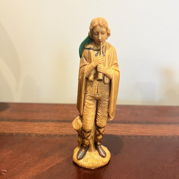 Vintage Nativity Plastic Shepherd With Horn Figurine 5.25” - Picture 1 of 4